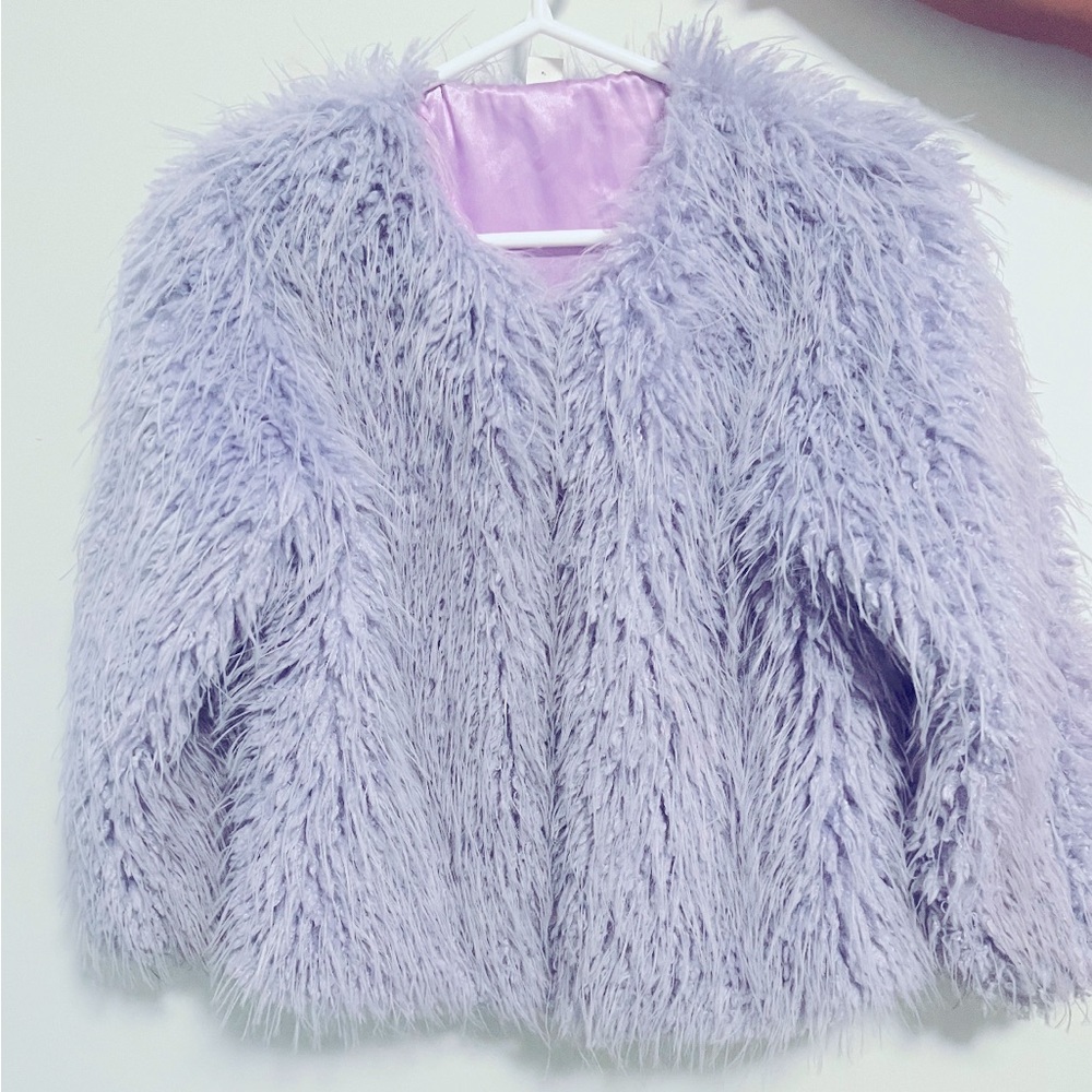 Girls Lavender Fuzzy Coat